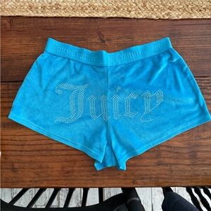 Juicy Couture Turquoise Rhinestone Logo Athletic Shorts